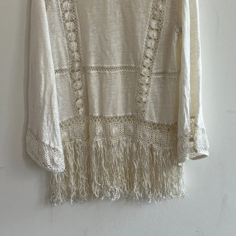 Calypso St. Barth Linen Tunic Boho Crochet Fringe | Small - Picture 6 of 6